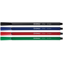 DONAU D-fine fineliner, 0,4 mm, etui van 4 stuks, geassorteerde kleuren