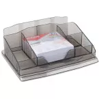 OFFICE Products Desk Organizer with Notes Included 6 Compartments Transparent Black