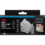 3M Aura Comfort Cool Flow stofmasker, FFP2, met ventiel, pak van 2 stuks