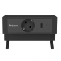 Fellowes contactdoos Power Desk, 1 stopcontact + 1 x USB-A + 1 x USB-C, zwart, voor Nederland