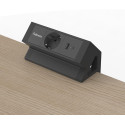 Fellowes Power Desk Grommet, 1 Socket + 1 x USB-A + 1 x USB-C, Black, for the Netherlands