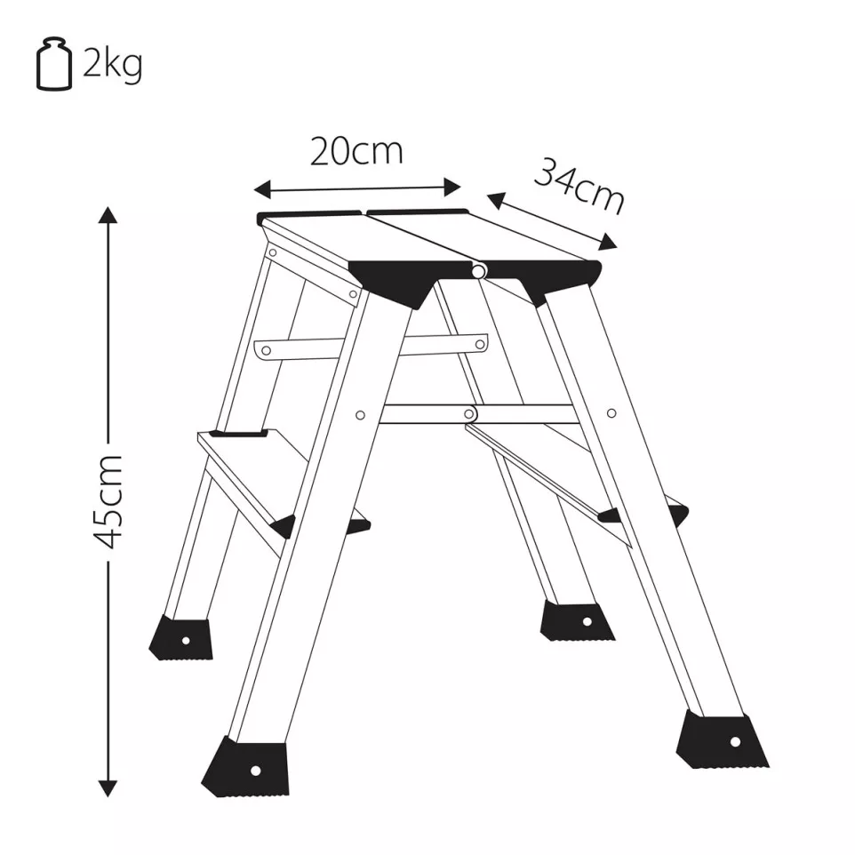 Q-CONNECT Aluminum Step Stool, 2 Steps