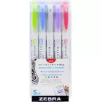 Zebra Mildliner Brush Pen and Fineliner, Cool & Refined, Set of 5, Assorted Colors