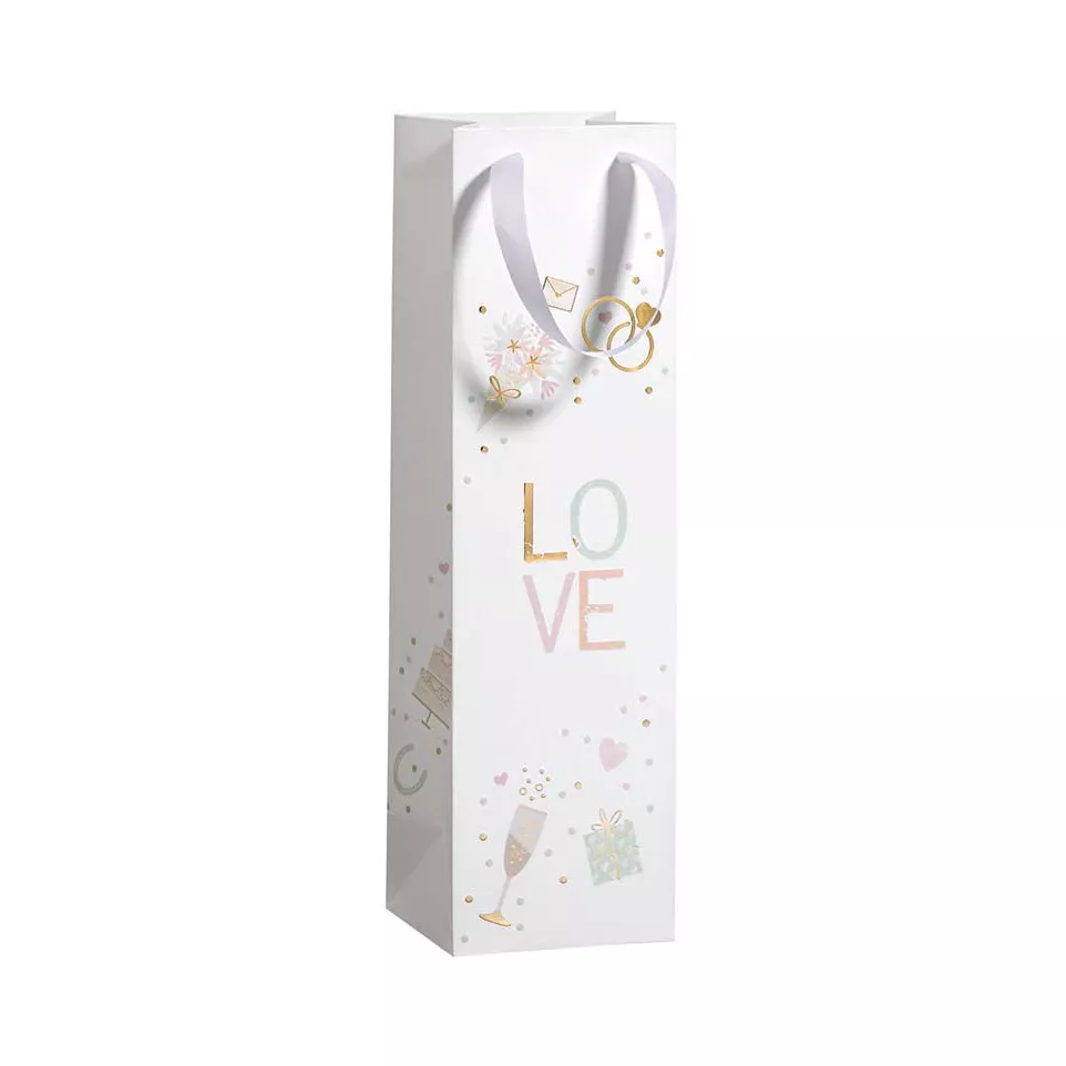 Geschenkzak Love, voor fles, 11 x 38...