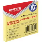 Office Memo Block, 76 x 76 mm, 100 Sheets, Yellow