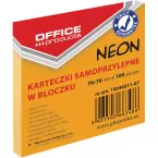 Neon Memo Block, 76 x 76 mm, 100 Sheets, Neon Orange
