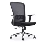 Chaise de bureau, base en aluminium, noir, paquet de 2 chaises
