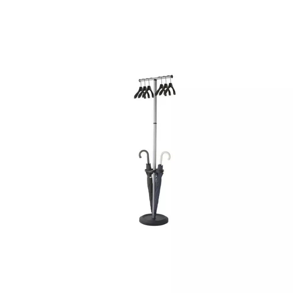 Coat Rack with Stand and 6 Black Hangers