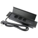 Flat-Box 3 Outlets + 2 USB (A+C) Black Cable + Plug 1.8m / pce