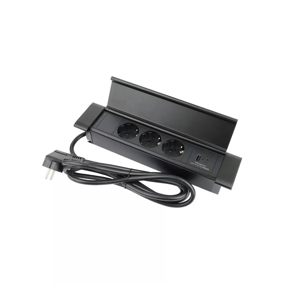 Flat-Box 3 Outlets + 2 USB (A+C)...