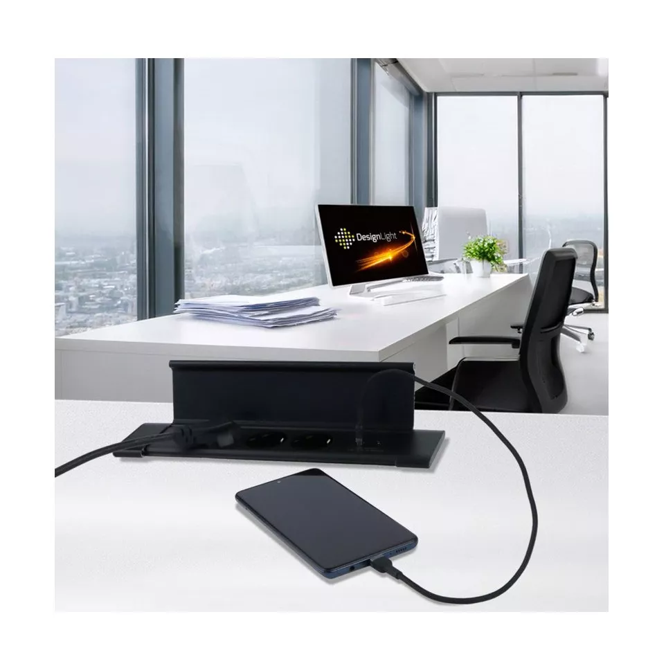 Flat-Box 3 Outlets + 2 USB (A+C)...