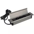 Flat-Box 3 stopcontacten+2 USB (A+C) inox look kabel 1,8m / pce