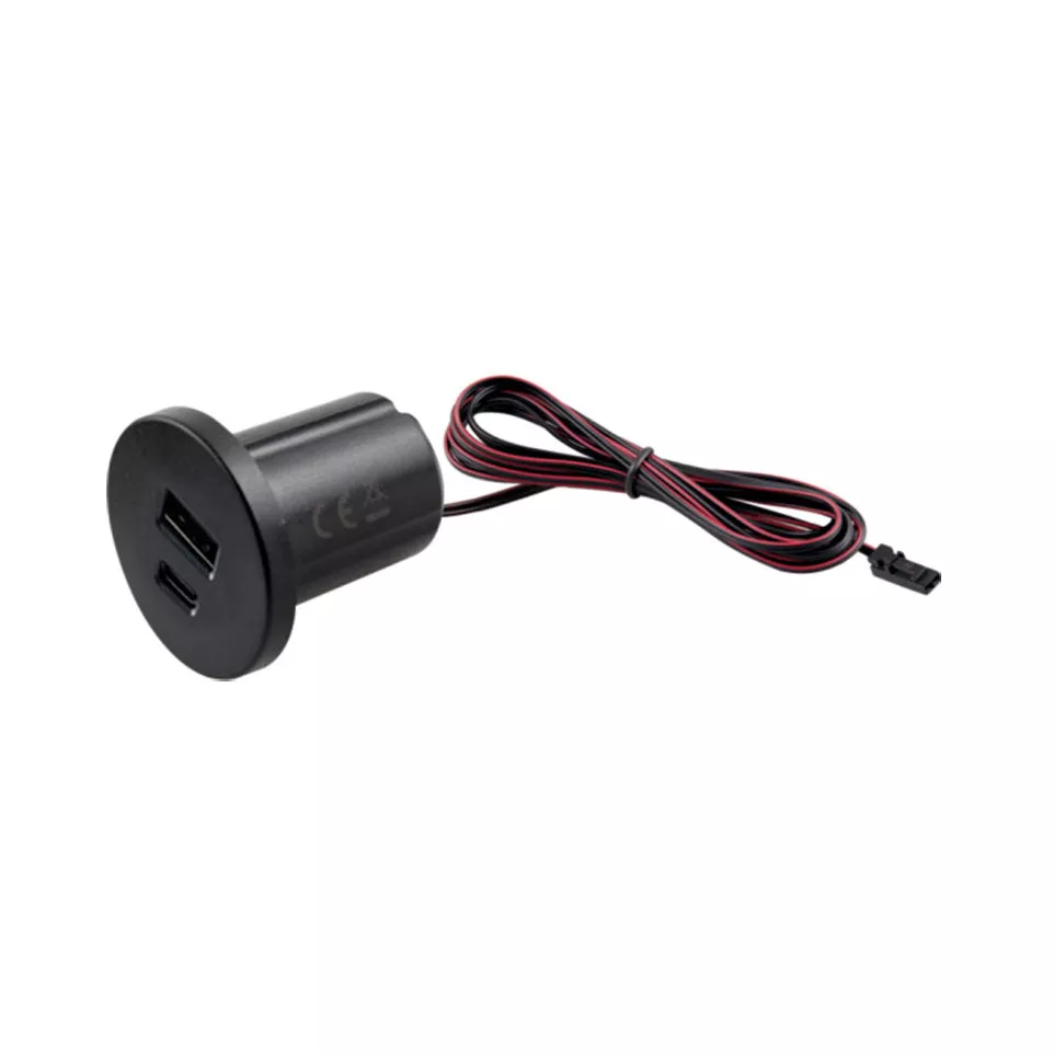 Black Recessed USB A+C 12V DC 2 x...