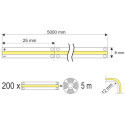 LED COB SOFT 5mx8mm 12V koud wit 6000K 6,4W/m-700 lm/m IP20 / 5m