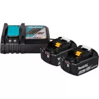 Set Makita 2 accu's 18 V - 5,0 Ah + lader ( kartonnen doos ) / pce