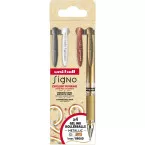 Uni-ball roller Signo Broad Creative, pointe large, étui de 4 pièces: argent, blanc, bronze, or