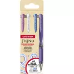 Uni-ball roller Signo Broad Creative, brede punt, etui van 4 stuks: roze, wit, blauw, paars