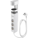 IOIO douille SL3000 avec 3 prises et 3 ports USB, pince de table, blanc
