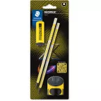 STAEDTLER Norix HB Graphite Pencils Blister of 2 with Eraser and Sharpener Yellow