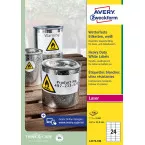 Avery Durable Waterproof Labels, 63.5 x 33.9 mm, White, Box of 2,400 Labels