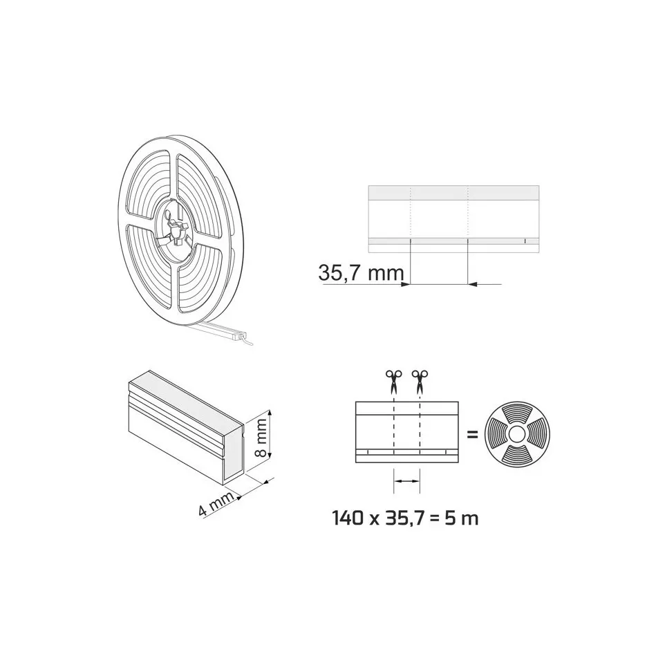 LED Neon Flex 4x8mm x 5m 24V Cool...