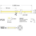 LED COB Premium 5mx8mm 24V koel wit 13W/m 1180 lm/m IP20 / 5m