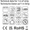 LED COB Premium 5mx8mm 24V koel wit 13W/m 1180 lm/m IP20 / 5m
