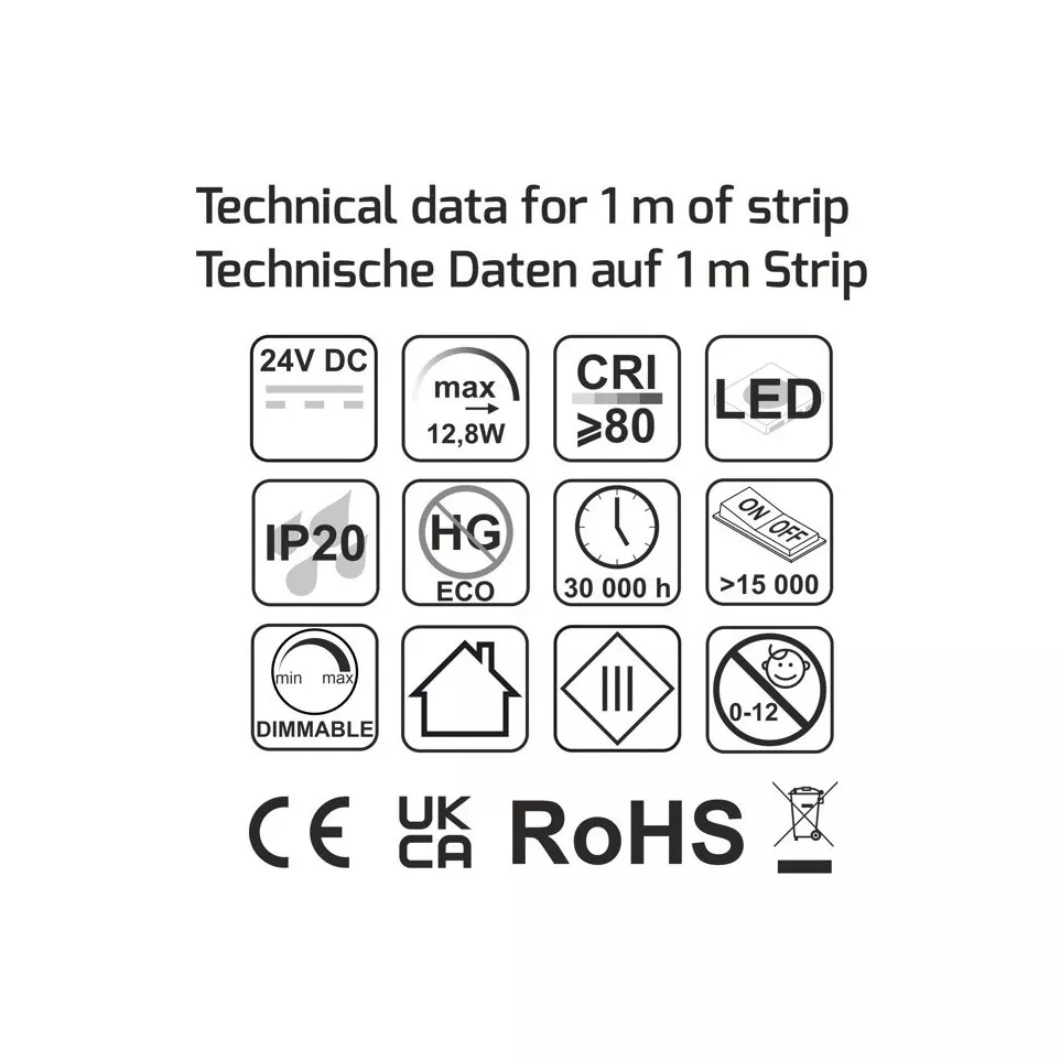 LED COB Premium 5mx8mm 24V koel wit...