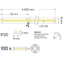 LED COB Premium 5mx8mm 24V blanc neutre 13W/m 1200 lm/m IP20 / 5m