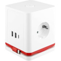 IOIO contactdoos SW1000, 3 stopcontacten en 3 USB-poorten, kubus, wit