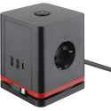 IOIO douille SW1000 avec 3 prises et 3 ports USB, cube, noir