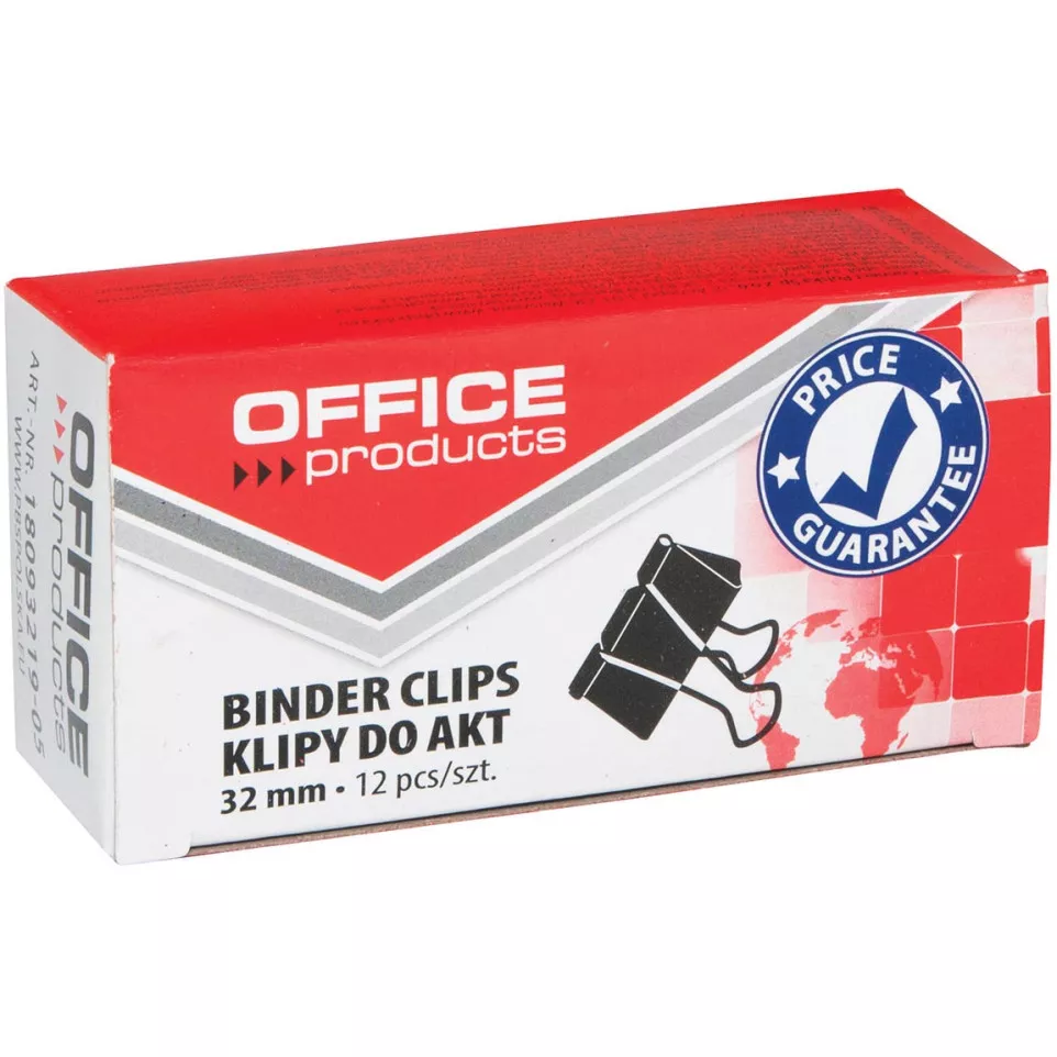 Black Binder Clips 32 mm Box of 12