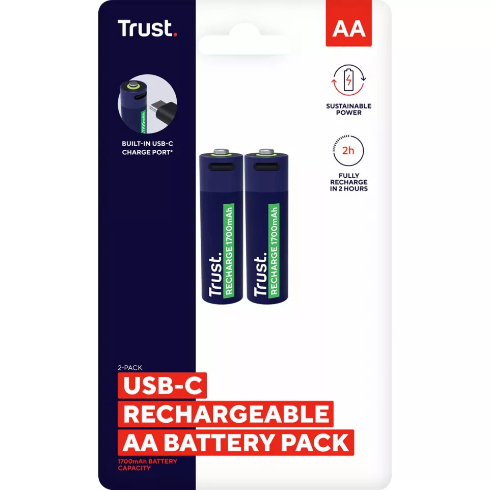 Trust USB-C herlaadbare batterijen...