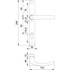 Buitenhandgreep HERA 92 PZ op plaat 30mm Wit / pce