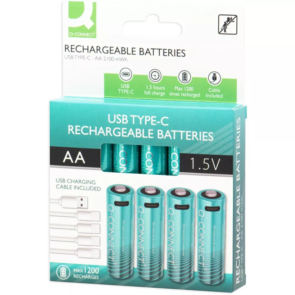 Q-Connect USB-C Rechargeable AA...