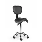 Tabouret selle de cheval sans anneau repose-pieds, avec dos, piston standard, noir