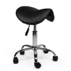 Low Piston Black Stool without Footring or Backrest