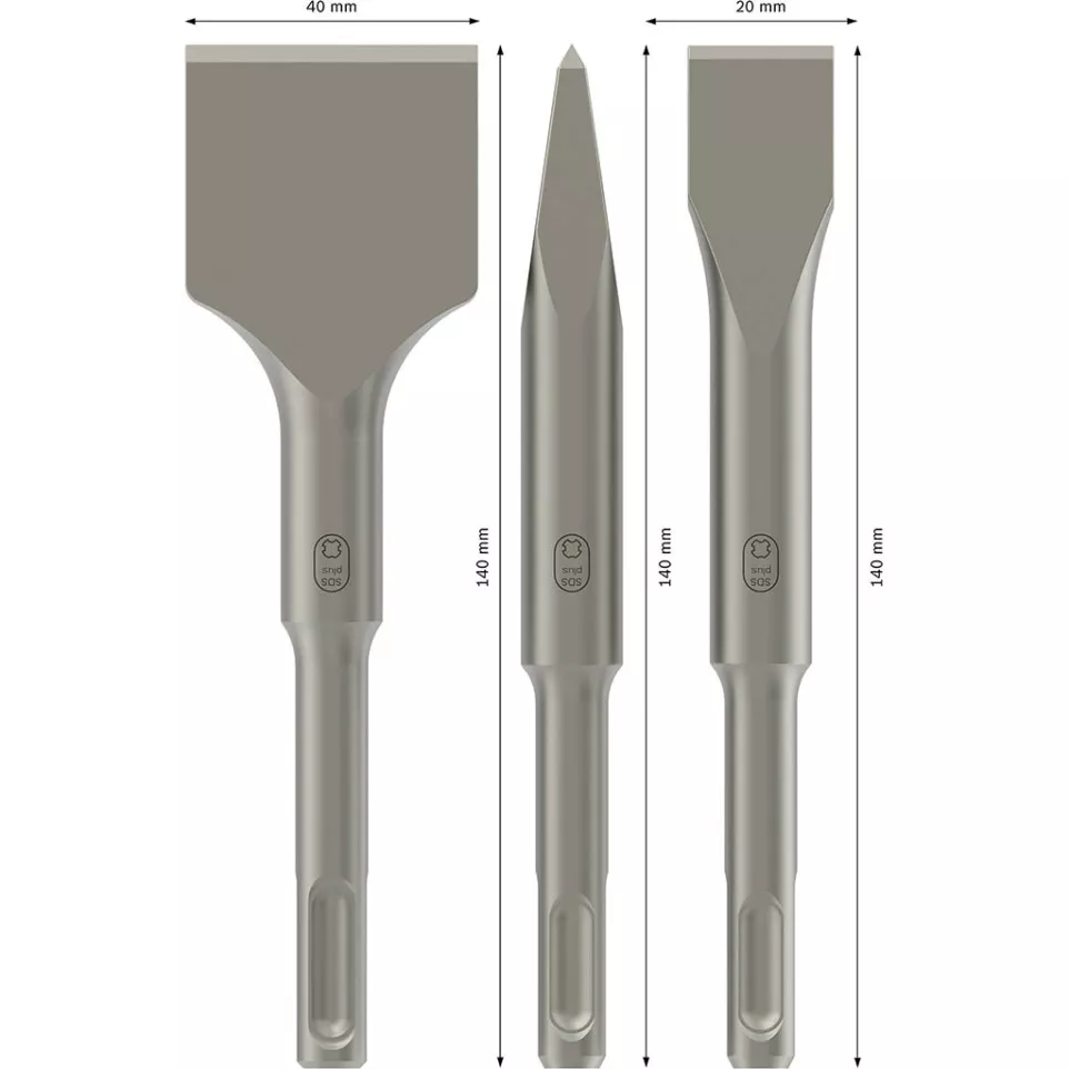 Set van 3 Bosch 140mm beitels -...