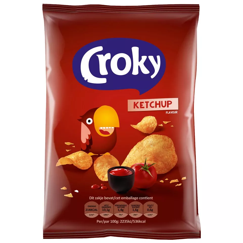 Croky chips ketchup, sachet de 100 g