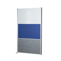 MAULconnecto scheidingswand, 1 x whiteboard, 1 x textiel, 1 x donkergrijs, frame zilver, voet