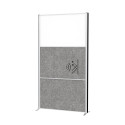 MAULconnecto scheidingswand, 1 x whiteboard, 2 x donkergrijs, frame zilver, voet