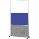 MAULconnecto scheidingswand, 1 x whiteboard, 1 x textiel, 1 x donkergrijs, frame zilver, mobiel