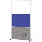 MAULconnecto cloison, 1 x tableau blanc, 1 x textile, 1 x gris foncé, cadre argent, mobile