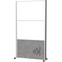 MAULconnecto scheidingswand, 2 x whiteboard, 1 x donkergrijs, frame zilver, mobiel