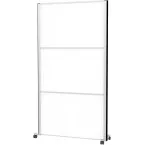 MAULconnecto scheidingswand, 3 x whiteboard, frame zilver, mobiel