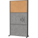 MAULconnecto office partition with 1 cork board, 2 dark grey panels, anthracite frame, mobile