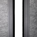 MAULconnecto office partition with 1 cork board, 2 dark grey panels, anthracite frame, mobile