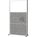 MAULconnecto Partition with 1 Whiteboard and 2 Dark Grey Panels, Silver Frame, Mobile