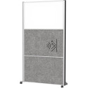 MAULconnecto scheidingswand, 1 x whiteboard, 2 x donkergrijs, frame zilver, mobiel