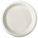 Bord pure, rond, wit, diameter 23 cm, uit suikerriet, pak van 50 stuks